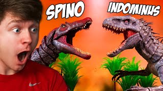 SPINOSAURUS vs INDOMINUS REX the STOP MOTION BATTLE Reaction [upl. by Mimi]