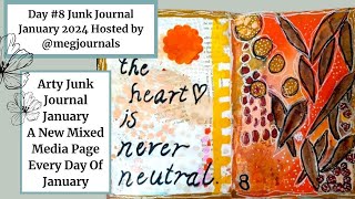 JUNK JOURNAL JANUARY Mixed Media Art Journal Page Day 8 NEUTRAL [upl. by Dichy236]