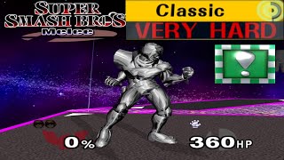 Super Smash Bros Melee  Classic Mode Gameplay with Metal Captain Falcon VERY HARD [upl. by Derril]