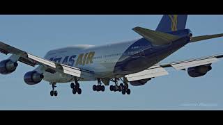 Atlas Air B747400 Landing at Hanscom Field [upl. by Alfredo]