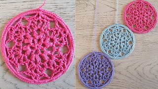 CROCHET TUTORIAL MINI MANDALA HANGER [upl. by Alisa]