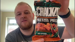 Crackzel Jalapeño Flavour Pretzel Pieces  Review [upl. by Bocyaj]