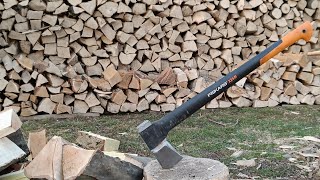 European Hornbeam tree bucking and splitting for firewood [upl. by Otsuj]