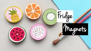 Fridge Magnets DIY  Fruits  How to make diy fridge magnets at home  Clay Magnets [upl. by Sihtam]