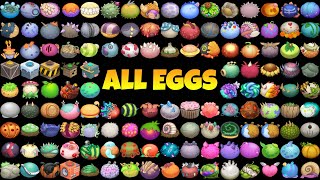 All Monsters Eggs  Common And Wublin Eggs And Wubbox In Alphabetical Order  My Singing Monster [upl. by Imaon]