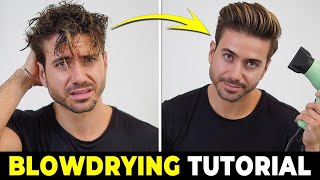 HOW TO USE A HAIR DRYER  Blowdrying Tutorial  Mens Hairstyle Tutorial 2022 [upl. by Faustina86]