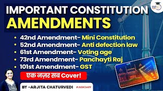 Important Constitution Amendments  Major Amendments in Indian Constitution  Constitution Amendment [upl. by Lebasiairam]