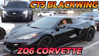 CT5 Blackwing vs Z06 Corvette 3 round Drag Racing [upl. by Browne]