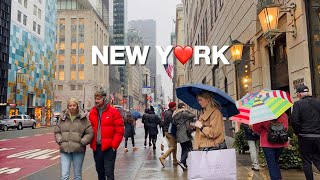 4K🇺🇸NYC Walk🗽☔️Rainy Day on 5th Ave of Manhattan 😻🍔Jellycat Diner at FAO Schwarz  Jan 2024 [upl. by Willms]