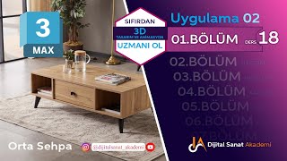 3ds Max I Uygulama02 I Orta Sehpa I 018 [upl. by Lenard377]