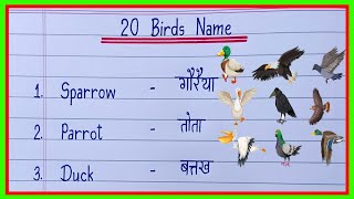 20 birds name in english and hindi  पक्षियों के नाम  birds name  pakshiyon ke naam [upl. by Anor900]