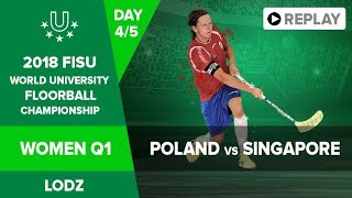 Floorball  Women Q1  POL vs SGP  FISU 2018 World University Championship  Day 4 [upl. by Acinaj]