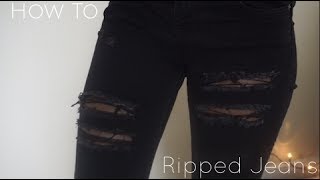 DIY  Distressed Ripped Black Jeans [upl. by Sisenej512]