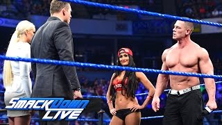 John Cena and Nikki Bella storm onto quotMiz TVquot SmackDown LIVE March 28 2017 [upl. by Valleau421]