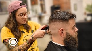 High amp Tight Skin Fade with Beard Trim by Andy  The Philadelphia Barber Co [upl. by Norud]