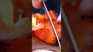 A woman is cooking the best salad from grilled vegetables for shaslyk [upl. by Asare]