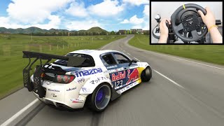 Drifting Mad Mikes Red Bull Mazda RX8  Assetto Corsa Steering Wheel  Shifter Gameplay [upl. by Peri]