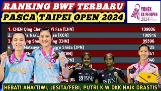 AnaTiwi dkk Naik Drastis Update Rangking BWF Terbaru Setelah Badminton Yonex Taipei Open 2024 [upl. by Dukey]