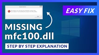 mfc100dll Missing Error  How to Fix  2 Fixes  2021 [upl. by Eladnor]