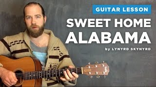 Guitar lesson for quotSweet Home Alabamaquot by Lynyrd Skynyrd acoustic [upl. by Eendys]