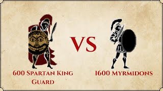 ROME II Total War  600 Spartan King Guard VS 1600 Myrmidons [upl. by Ayote]