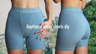 DIY boyfriend boxer shorts woxers for her  How to sew underwear  Sewing tutorial with pattern [upl. by Philbin]