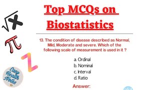 BIOSTATISTICS MCQS Medical amp Paramedical Health Exams  Answers with Comments [upl. by Attenrad878]