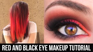 Red and Black Eye Makeup Tutorial to match my hair  KELLI MARISSA [upl. by Nesahc]