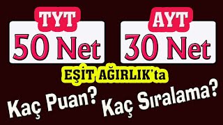 50 tyt 30 ayt eşit ağırlıkta kaç puan yapar I YKS PUAN HESAPLAMA I 50 TYT NETİ KAÇ BİN [upl. by Cato]