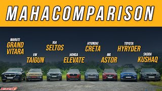 Honda Elevate vs Creta vs Seltos vs Grand Vitara vs Hyryder vs Kushaq vs Taigun vs Astor Comparo [upl. by Solberg]