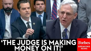 BREAKING NEWS Matt Gaetz Directly Confronts Merrick Garland About Lawfare Against Trump [upl. by Dust206]