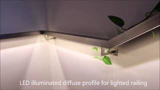 led handrail diffuse lighted profile frameless assembly linear led profile [upl. by Dellora]