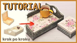 Decoupage zestaw ogrodowy z tacą  DIY tutorial [upl. by Eeram]