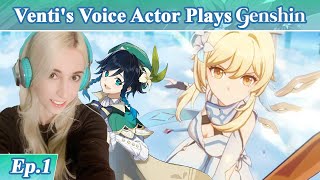 Ventis English Voice Actor plays GENSHIN IMPACT Part 1  Adventure start [upl. by Winchell]