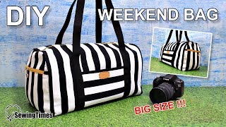 DIY Weekend Bag 빅사이즈 가방만들기  How to make a duffel bag travel bag  sewing tutorial sewingtimes [upl. by Ciapha664]