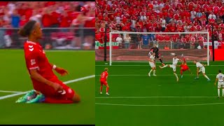 yussuf poulsen insane bicycle kick vs Serbia 😨😱 [upl. by Eiralih]