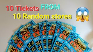 10 10 MULTIPIER CRAZE FROM 10 RANDOM STORES 🤑WIN UP TO 1000000 🤑CA LOTTERY SCRATCHERS [upl. by Aneerhs]