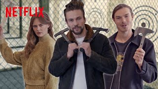 Vikings Valhalla Stars Go AxeThrowing  Netflix [upl. by Akenihs]