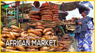 Lagos Nigeria 4k  Market Life  Buying Shea butter and shrimp in the most BUSY MARKET of AFRICA [upl. by Lerrad]