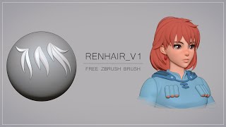 Zbrush  Free Hair Brush RenHairV1 [upl. by Asilrak]