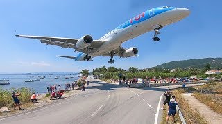 SKIATHOS 2018  LOW LANDINGS Go Arounds and JETBLASTS  Boeing 757 only 4K [upl. by Marika711]