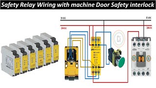 Safety relay wiring with Machine safety interlock connection CircuitInfo Safety [upl. by Hayila]