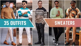 35 Sweater Outfit Ideas For Fall 2023  Mens Fashion [upl. by Ynnaf]