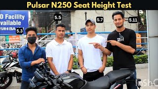 Pulsar N250 Seat Height Test 53 to 6 feet  Kya Choti Height wale Chala Payenge [upl. by Ernesto449]