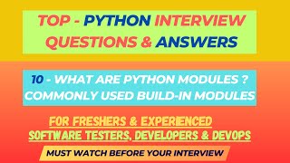 10  What are python modules  Python Interview Questions for SDETQADev  Freshers amp Experienced [upl. by Norwood119]