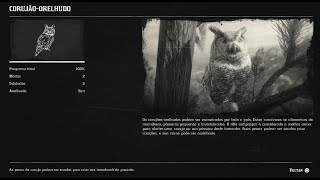 RED DEAD REDEMPTION 2 COMPÊNDIO ANIMAIS  CORUJÃO ORELHUDO PERFEITA 87178 [upl. by Worrad870]