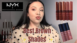 NYX Cosmetics Brown amp Nude Lip Combos  Trying on the MOST POPULAR colors [upl. by Fevre]