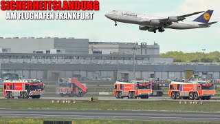 VOLLALARM FLUGHAFENFEUERWEHR FRANKFURT  Sicherheitslandung Lufthansa Boeing 747830 DABYI [upl. by Tobiah]