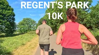 Sunny day strong run 10k race in Regents Park London [upl. by Ekusoyr]