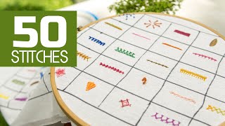 50 Hand Embroidery Stitches Beginners Tutorials by HandiWorks [upl. by Presber]